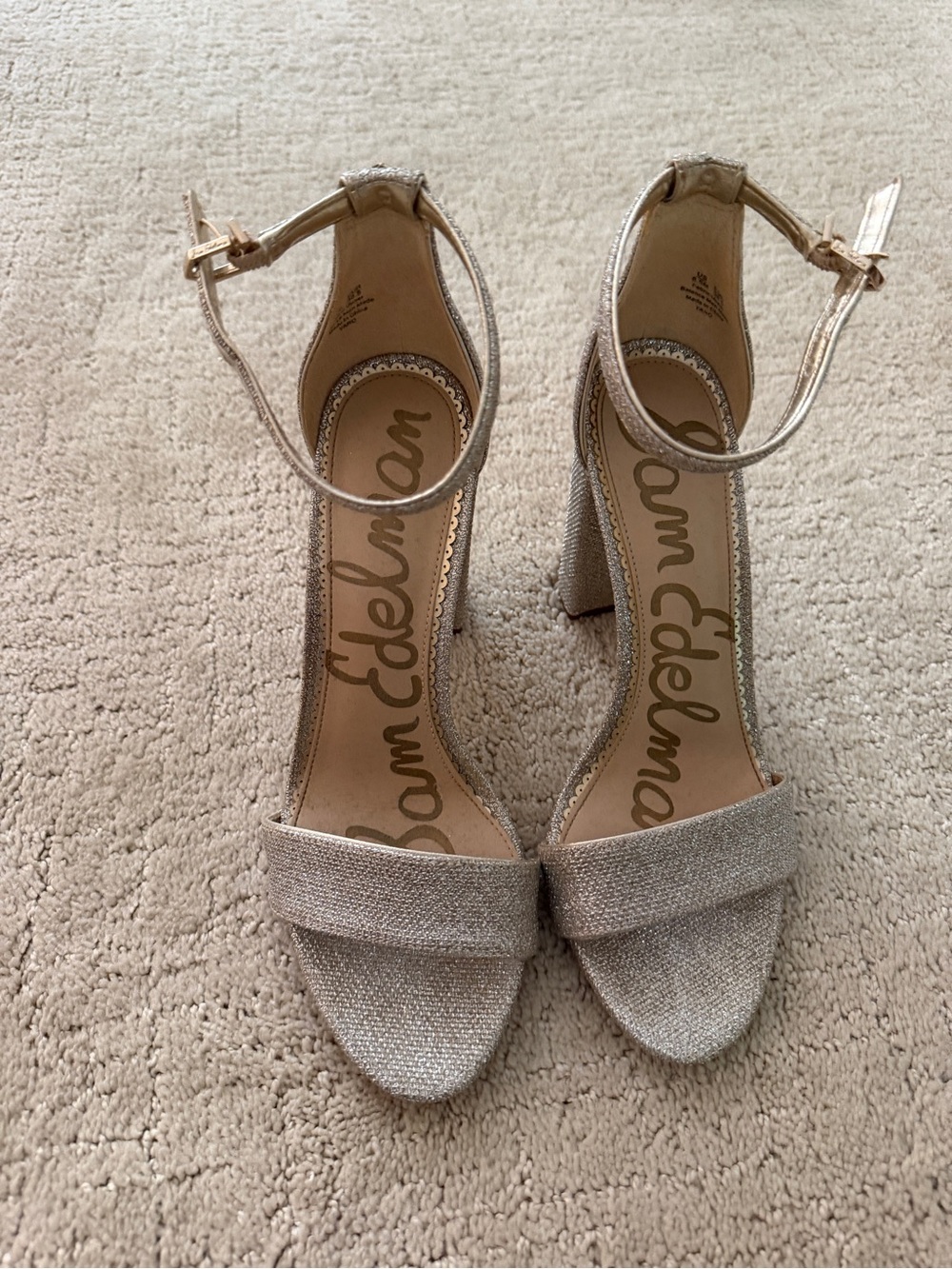 Sam Edelman Metallic Ankle-Strap Block Heels